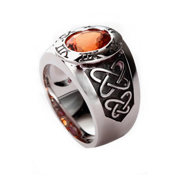 Citrine celtic men's ring