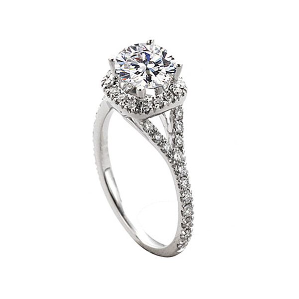 Thin split shank outlet engagement ring